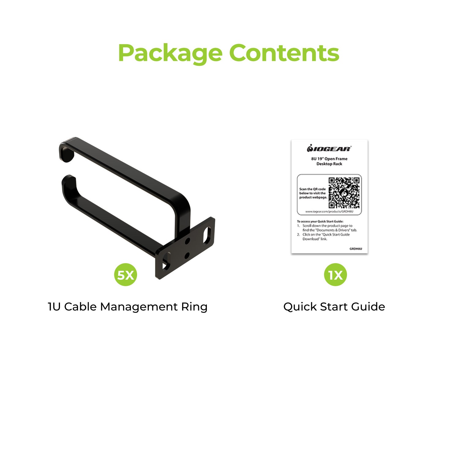 1U Cable Management Ring - 1.8x3.9 inch (4.5cmx10cm) (5 Pack)