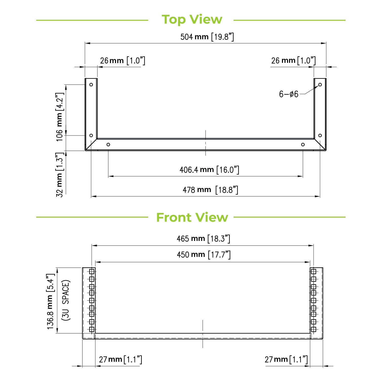3U 19" Deep Vertical Wall Mount Server Rack