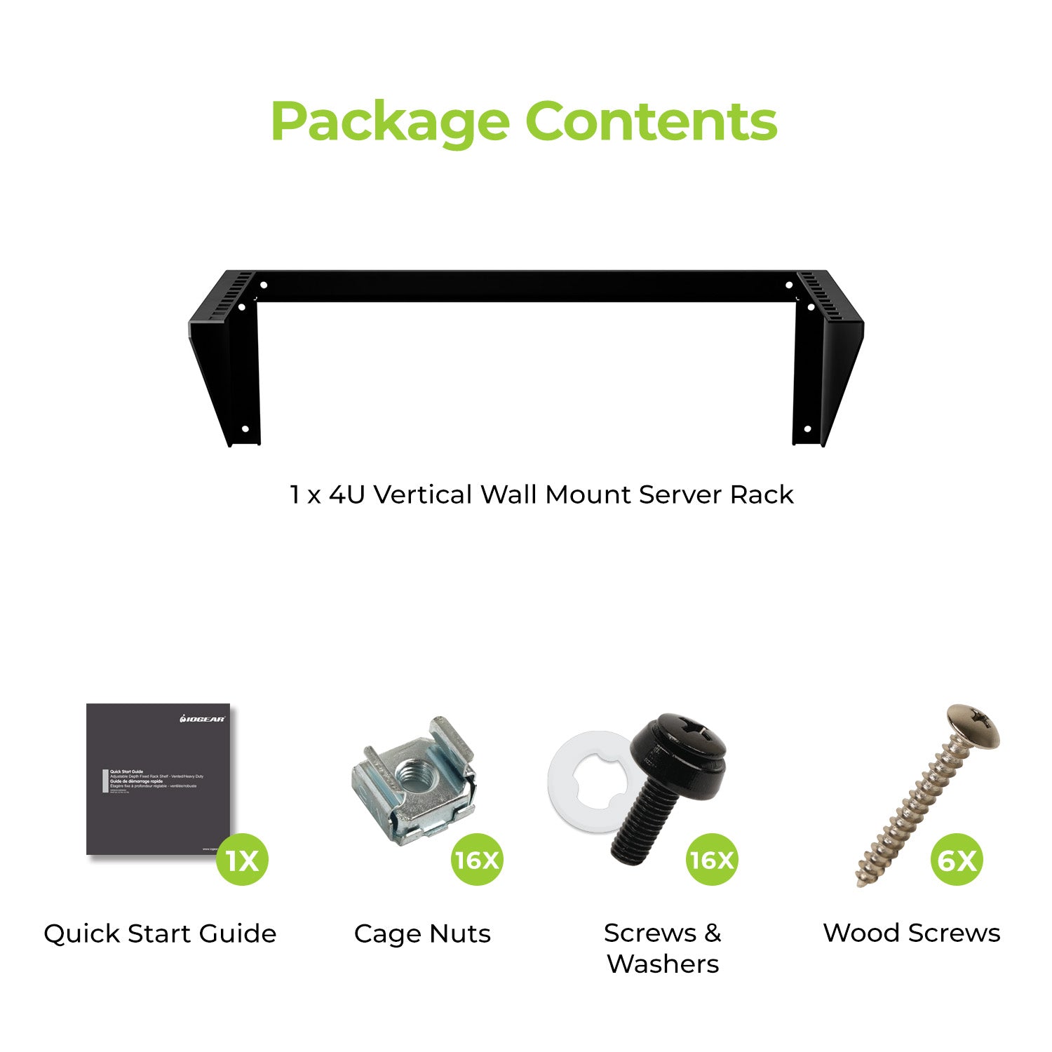 4U 19" Deep Vertical Wall Mount Server Rack